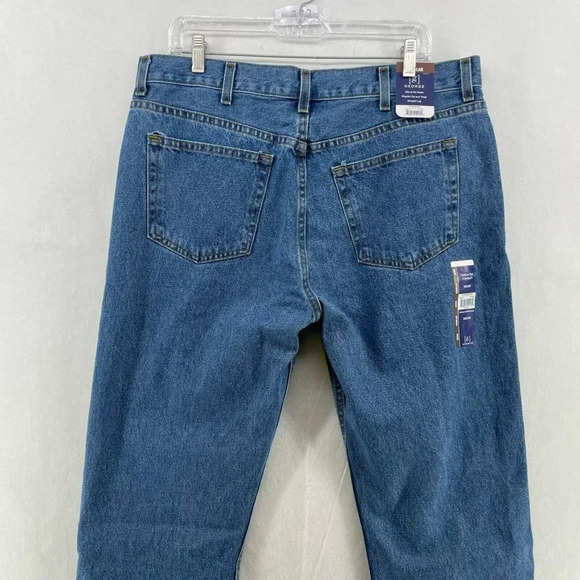 George Jeans Men's Sz 36x30 Blue Denim Regular Fit Straight Leg High Rise Button - Picture 7 of 11